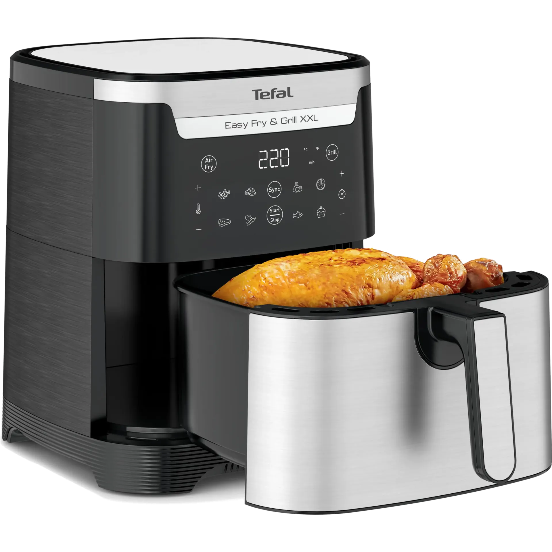 TEFAL EY 801D Easy Fry & Grill Heißluftfritteuse 6,5 l, 1680 Watt, Silber