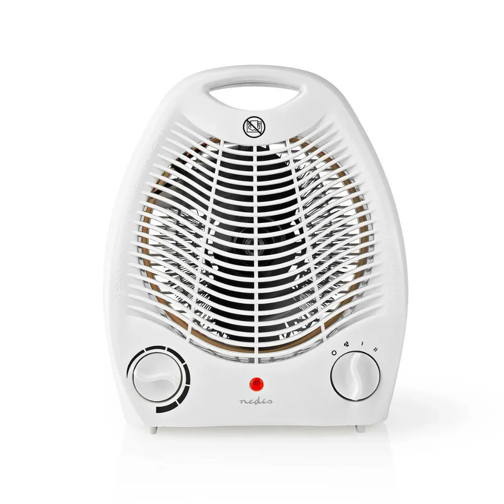 Nedis Heizlüfter - 1000 / 2000 W | Verstellbares Thermostat | 2 Wärmeeinstellungen | integrierte Griffe | Stolperschutz | Weiss